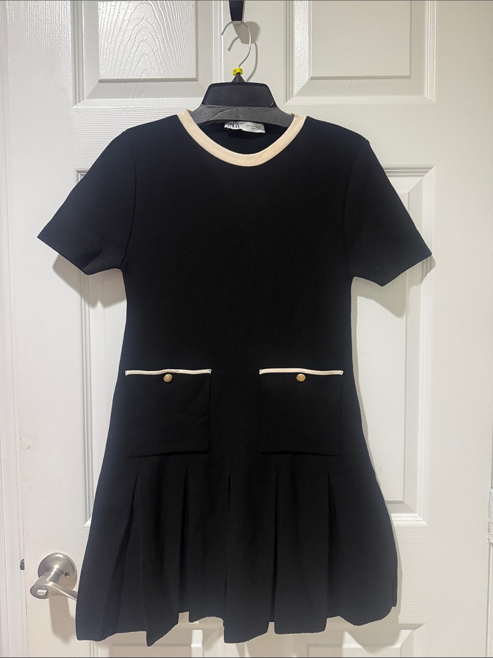 Zara Black Dress with Cream Trim for Kids